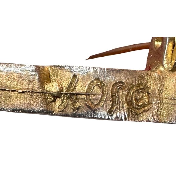 Vintage Signed Plique A Jour Signed JOY Mouse Pin Brooch Stained Glass Resin 2" - Picture 3 of 4